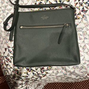 dark green crossbody tote with outside zipper. Never used. Kate Spade